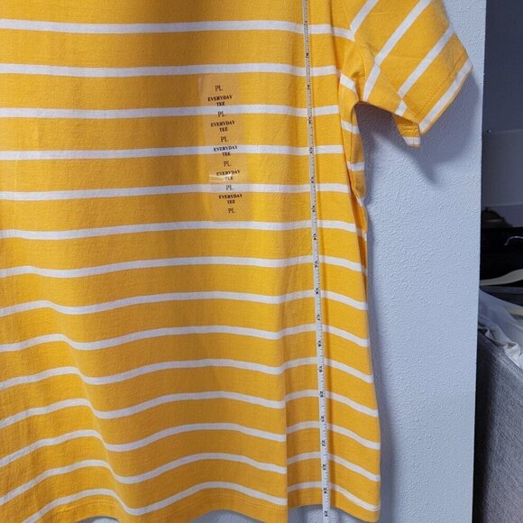 ❤️ Coral Bay Yellow Stripe Short Sleeve Petite Large Tee Tunic Top NWT❤️ - Picture 9 of 9